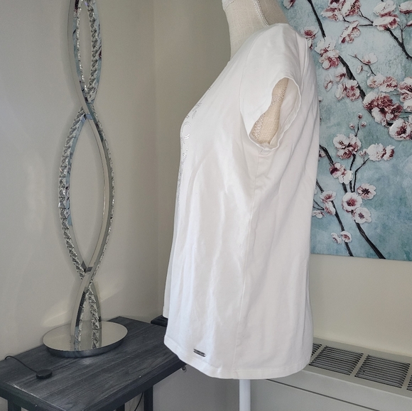 White and Silver Calvin Klein Top - Picture 3 of 7